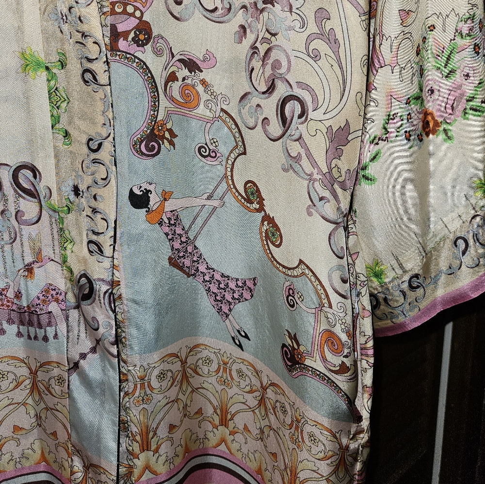 Johnny Was Silk Reversible Floral Kimono - Picture 4 of 5